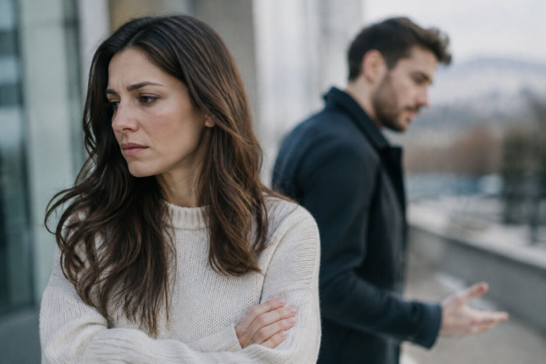 Donna seduta che riflette su come difendersi da un narcisista manipolatore